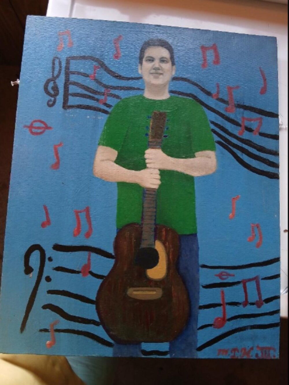 Oiginal by Chef Heaton Portrait 16x20— "Nephew Peter, First Day Guitar Lesson"